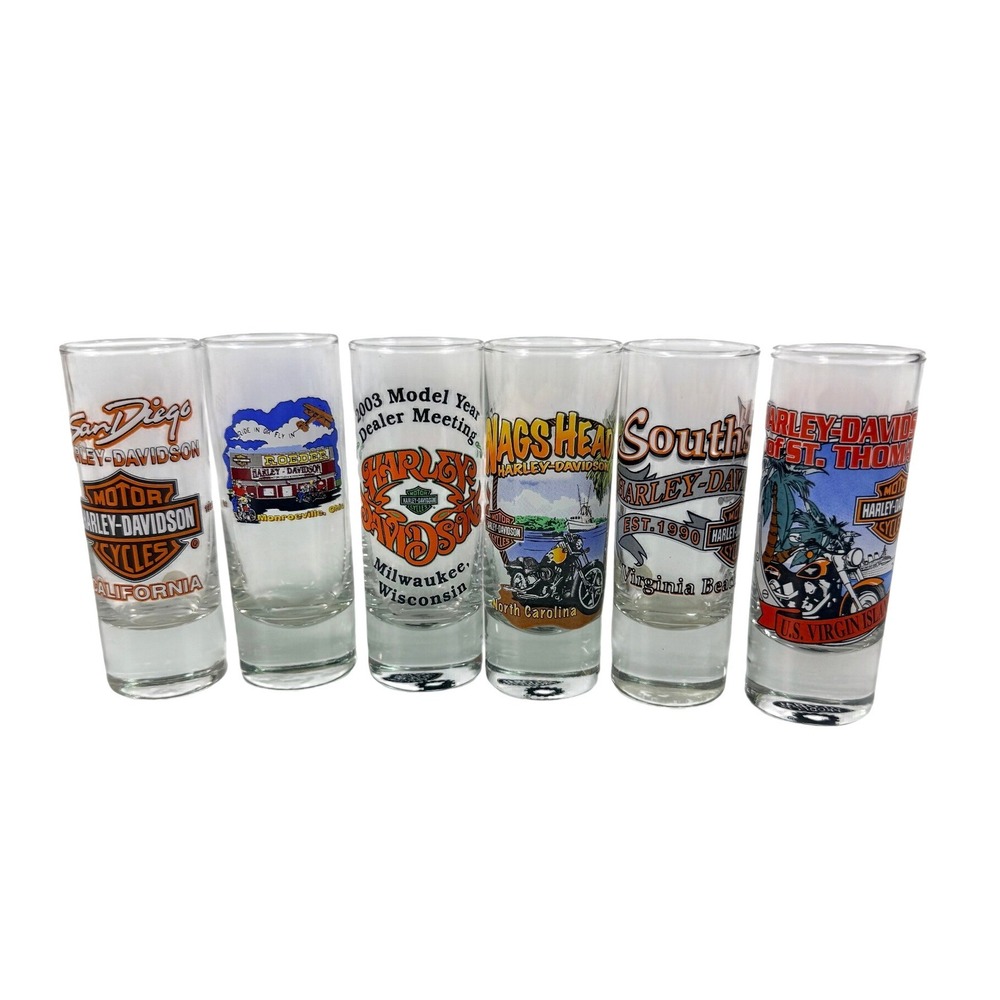 6 Harley-Davidson Dealer Shot Glass Travel State Destination Southeast Cleveland